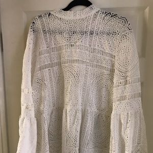 Long sleeve float lace long blouse
